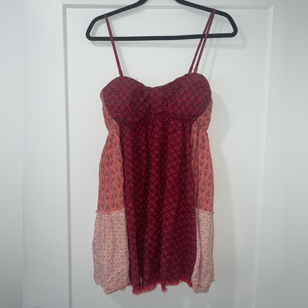 Free People Mixed Print Strapless Mini Dress